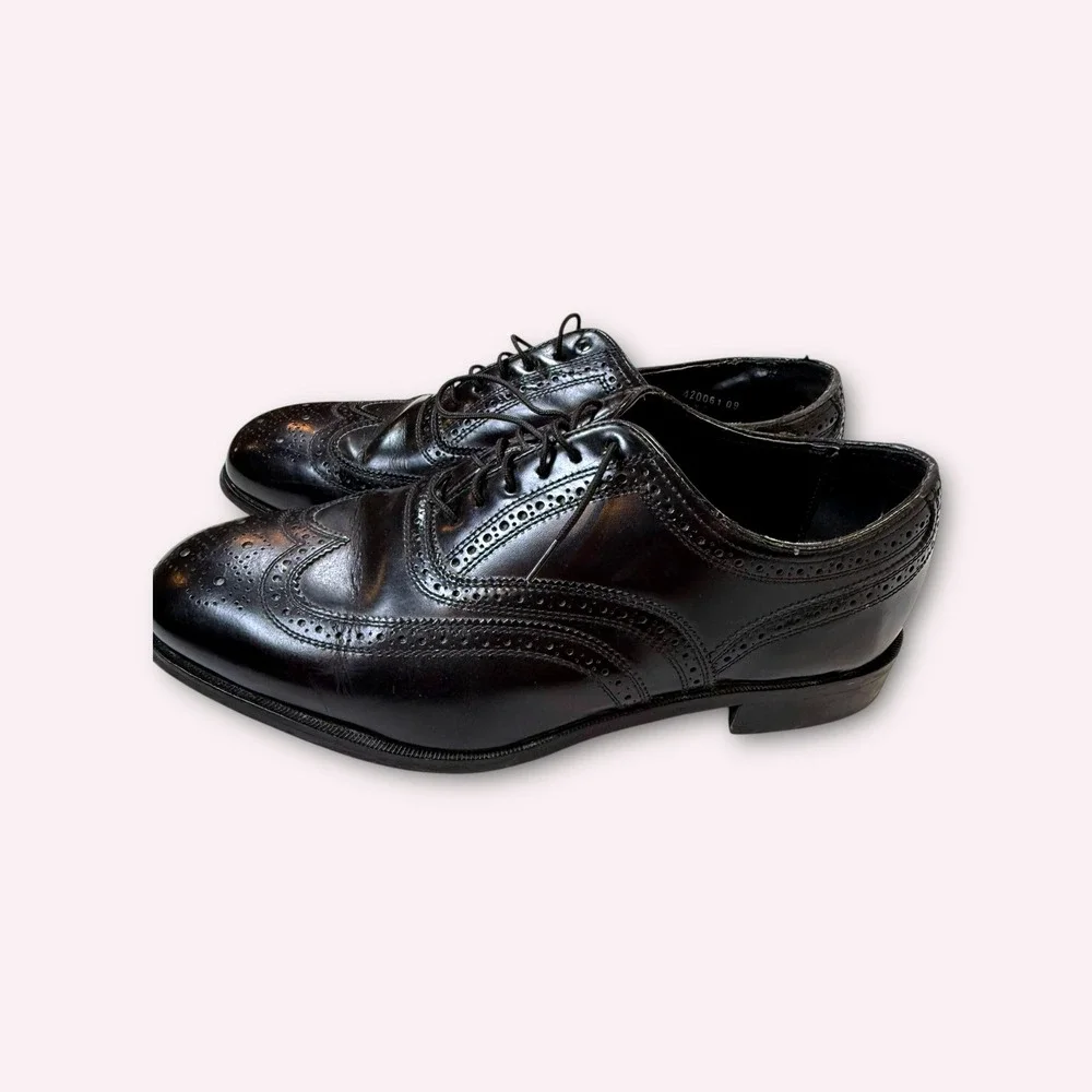 Florsheim Mens‎ Leather Wingtip Oxford Dress Shoes Black Size 10 3E